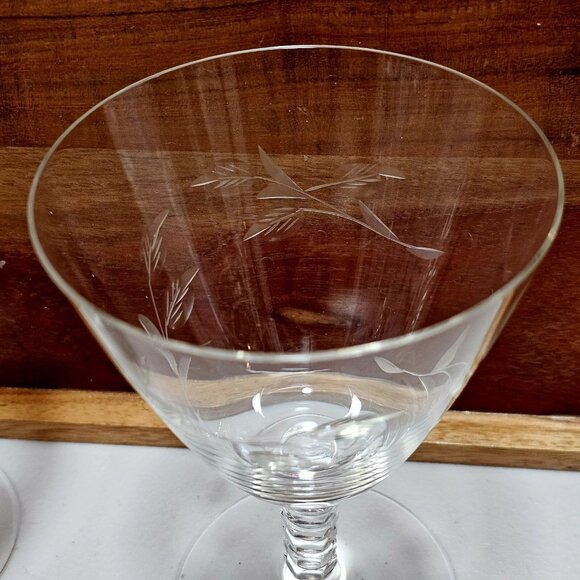 4 Etched Vines Leaves Water Glasses 5.5" ice tea stemware glass fine crystal Ele - Picture 7 of 11
